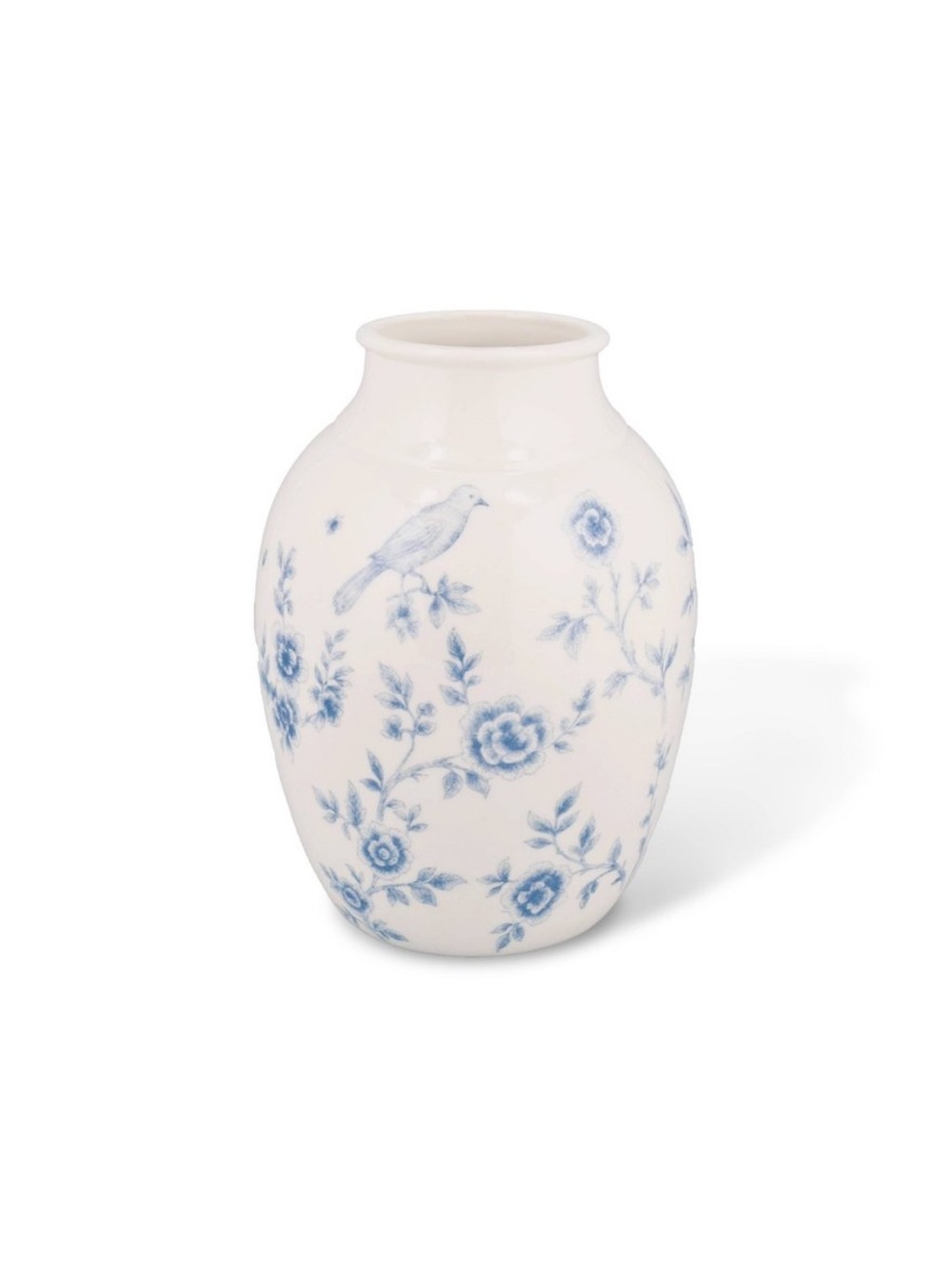 Blue Floral Bird Ceramic Vase,
White and Blue Floral Vase